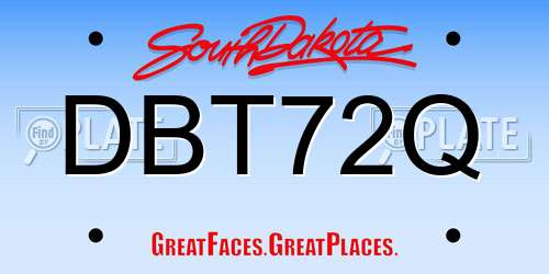 DBT72Q South Dakota License Plate