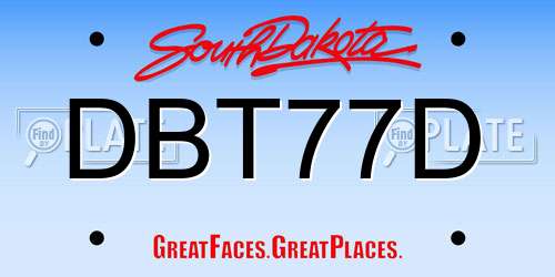 DBT77D South Dakota License Plate