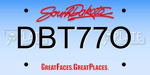 DBT77O South Dakota License Plate