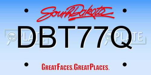 DBT77Q South Dakota License Plate