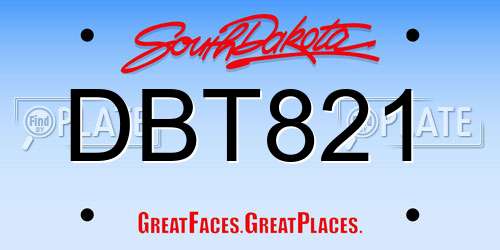 DBT821 South Dakota License Plate