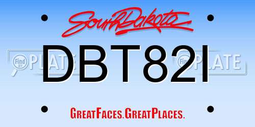DBT82I South Dakota License Plate