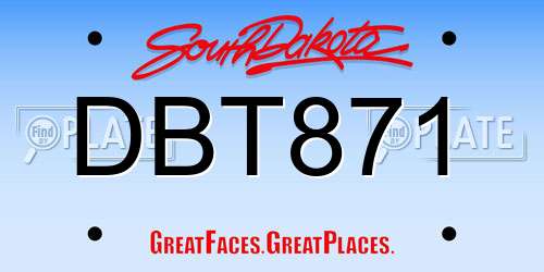 DBT871 South Dakota License Plate