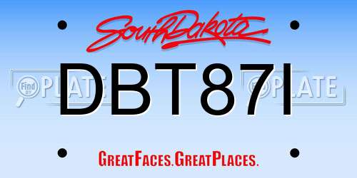 DBT87I South Dakota License Plate