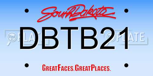 DBTB21 South Dakota License Plate