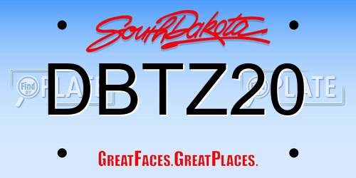 DBTZ20 South Dakota License Plate