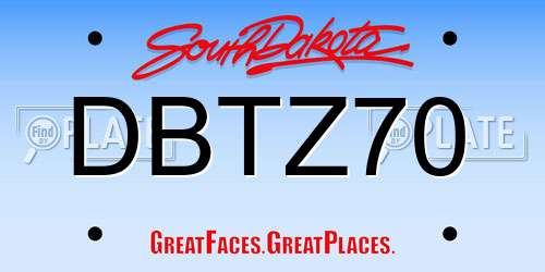DBTZ70 South Dakota License Plate