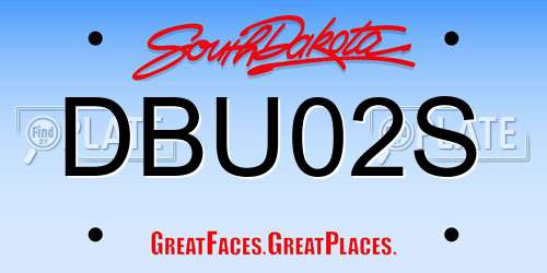 DBU02S South Dakota License Plate