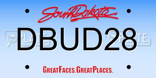 DBUD28 South Dakota License Plate