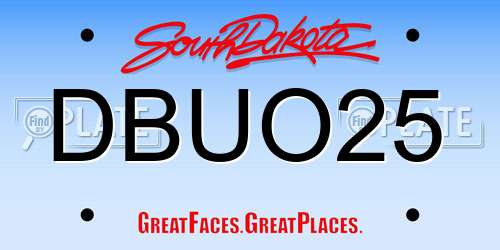 DBUO25 South Dakota License Plate