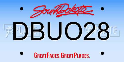 DBUO28 South Dakota License Plate