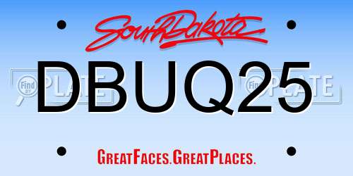 DBUQ25 South Dakota License Plate
