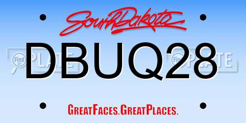 DBUQ28 South Dakota License Plate