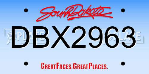 DBX2963 South Dakota License Plate