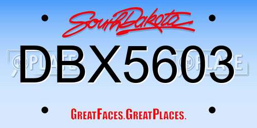 DBX5603 South Dakota License Plate