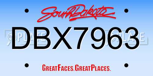 DBX7963 South Dakota License Plate
