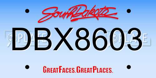 DBX8603 South Dakota License Plate