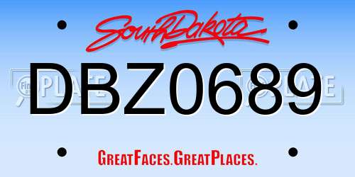 DBZ0689 South Dakota License Plate