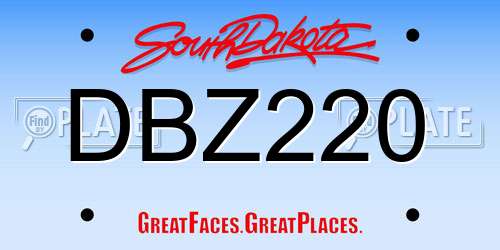 DBZ220 South Dakota License Plate