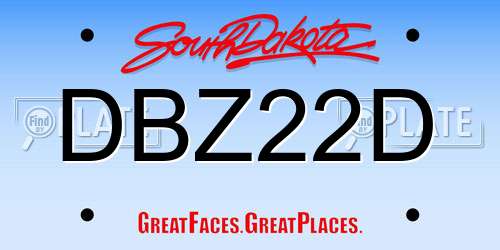 DBZ22D South Dakota License Plate