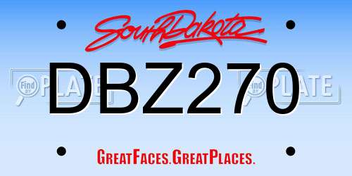 DBZ270 South Dakota License Plate