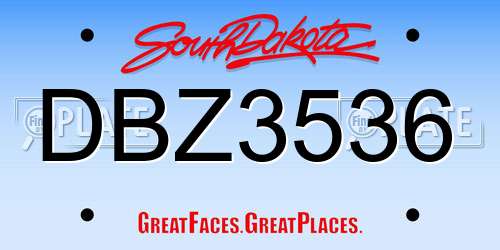 DBZ3536 South Dakota License Plate