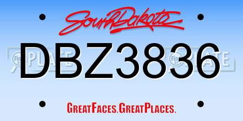 DBZ3836 South Dakota License Plate