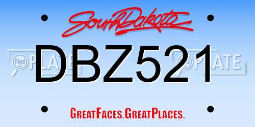 DBZ521 South Dakota License Plate