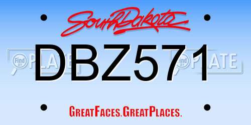 DBZ571 South Dakota License Plate