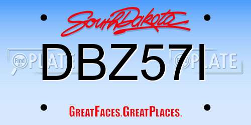DBZ57I South Dakota License Plate