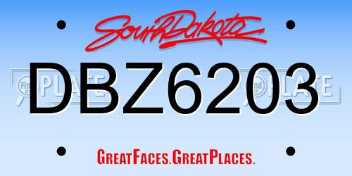 DBZ6203 South Dakota License Plate