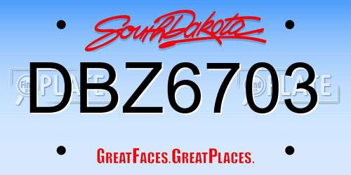 DBZ6703 South Dakota License Plate