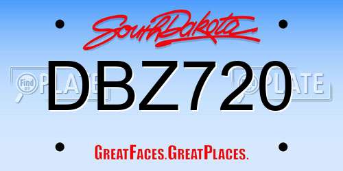 DBZ720 South Dakota License Plate