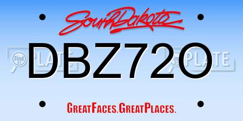 DBZ72O South Dakota License Plate