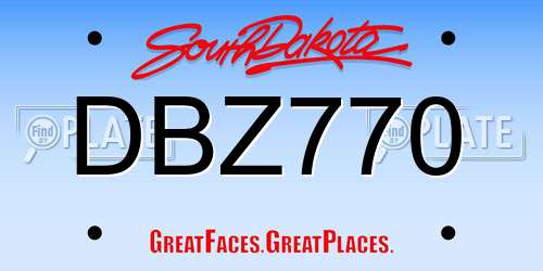 DBZ770 South Dakota License Plate