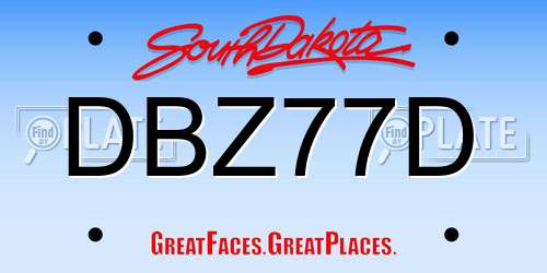 DBZ77D South Dakota License Plate