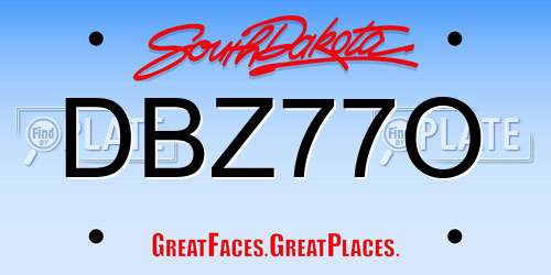 DBZ77O South Dakota License Plate