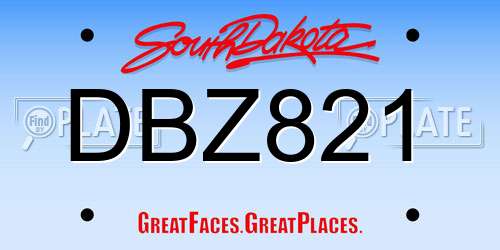 DBZ821 South Dakota License Plate
