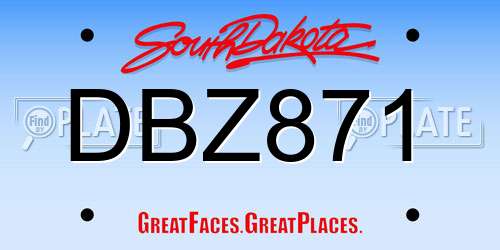 DBZ871 South Dakota License Plate