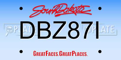 DBZ87I South Dakota License Plate