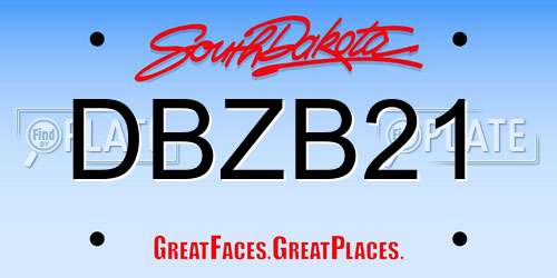 DBZB21 South Dakota License Plate