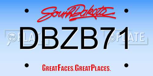 DBZB71 South Dakota License Plate