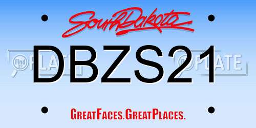 DBZS21 South Dakota License Plate