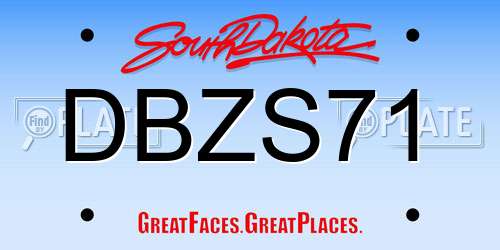 DBZS71 South Dakota License Plate