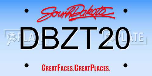 DBZT20 South Dakota License Plate