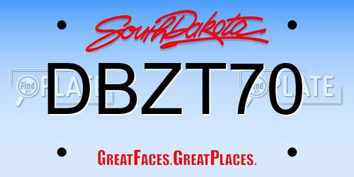 DBZT70 South Dakota License Plate