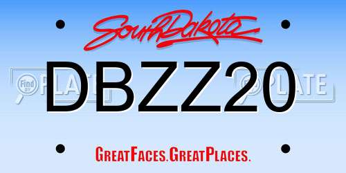 DBZZ20 South Dakota License Plate