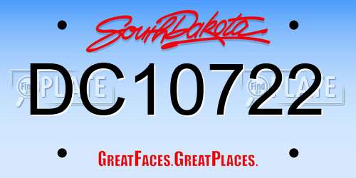 DC10722 South Dakota License Plate