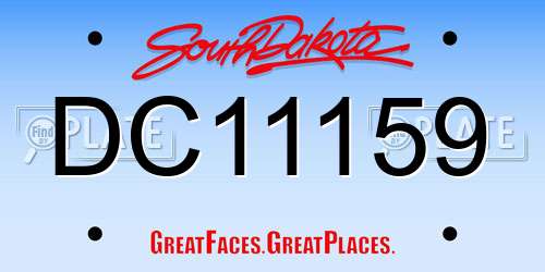 DC11159 South Dakota License Plate