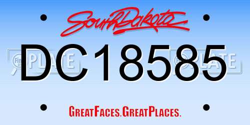 DC18585 South Dakota License Plate